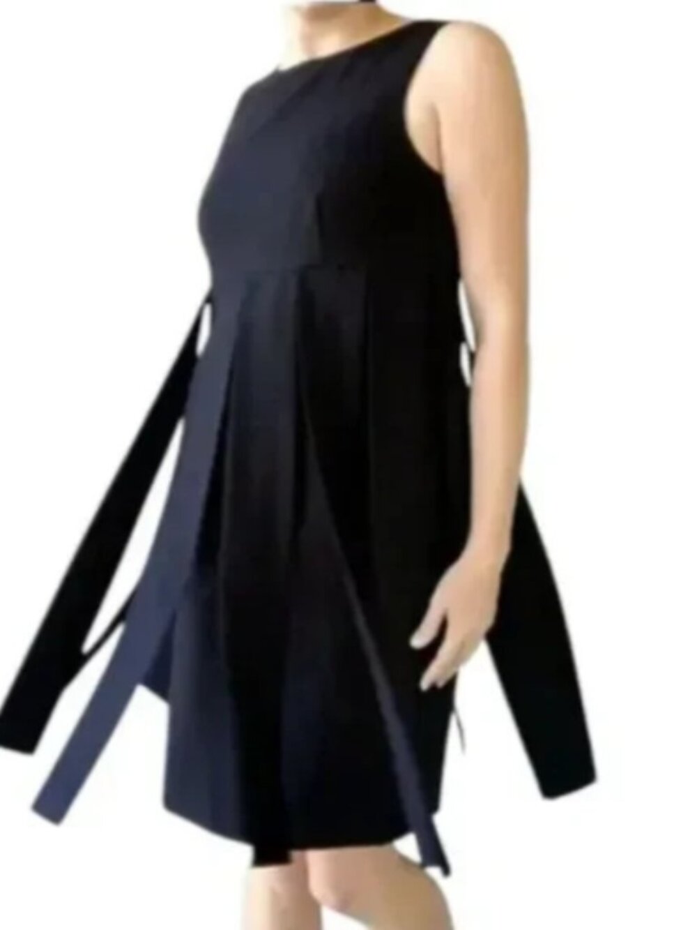 CAbi Size 6 Black Holiday Party Dress Knee Length Sleeveless Empire Waist